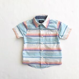 Oshkosh pastel stripe button down shirt EUC 2T